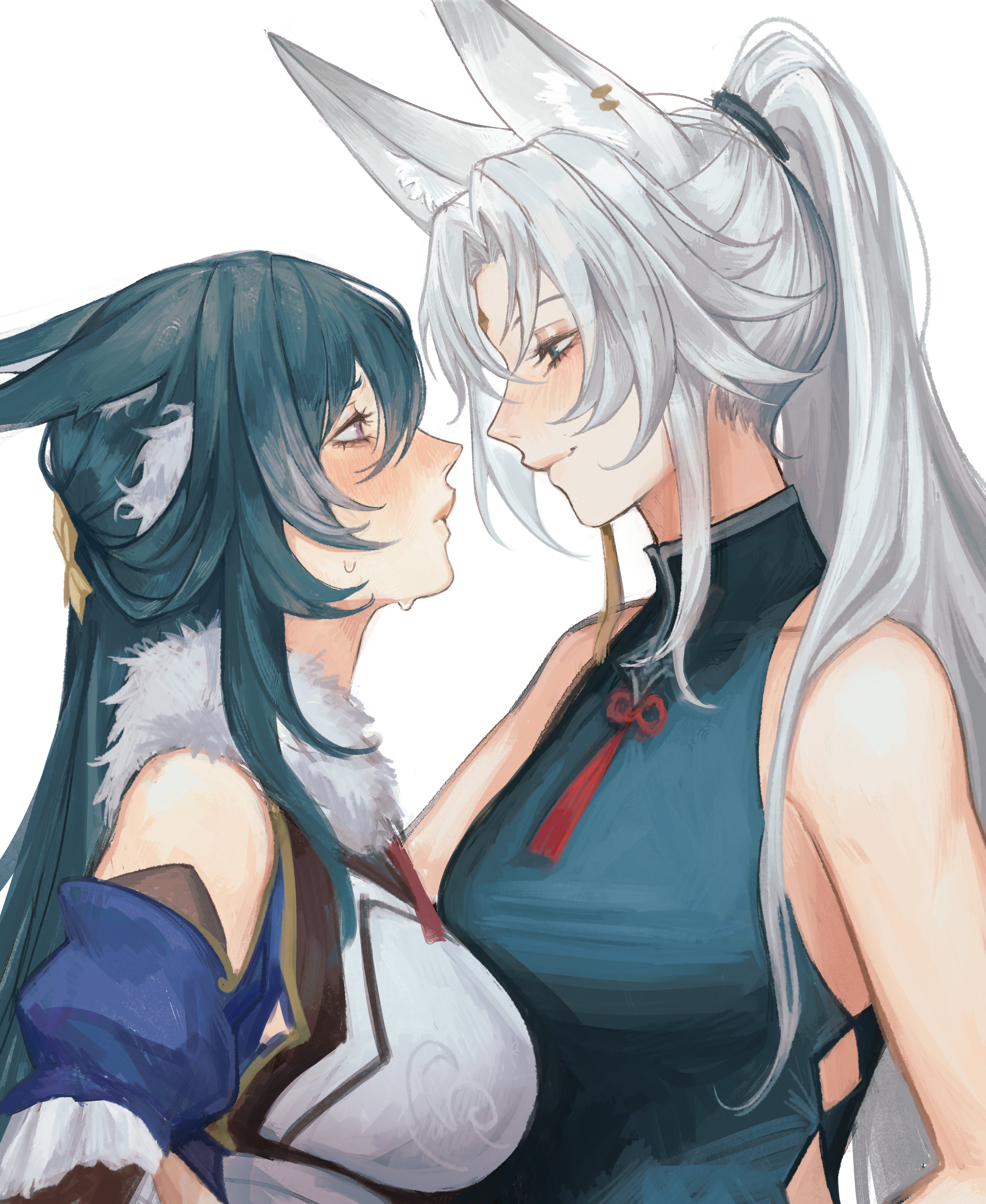 the image features two anime girls in a