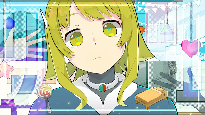 the image is a digital drawing of a sad anime girl with yellow hair and blue eyes. she is wearing a blue and white outfit and has a blank expression on her face. she is in her bedroom, which is decorated with various items, including a bed, a desk, and some decorations on the walls. the image is brightly lit and the overall tone is one of sadness and loneliness.