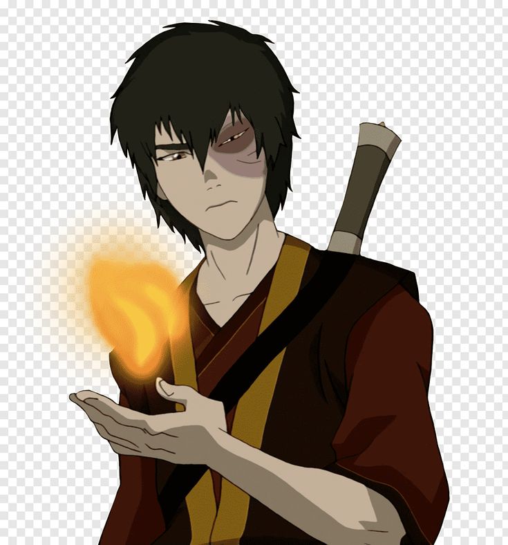 zuko, the firebending prince from avatar: the last airbender, is shown in an anime style. he is wearing his fire nation clothes with his signature scar on his eye. zuko is holding out his hand as if he is trying to firebend.