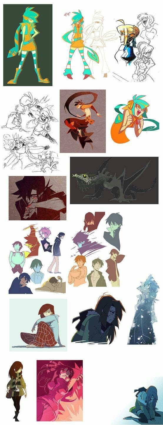 this image features a collection of 20 anime or manga style character illustrations. each illustration shows a unique character with a diverse range of poses, expressions, and styles. the characters are vibrant and colorful, with the artist using a variety of digital techniques to create dynamic and expressive figures. the illustrations are arranged in a grid format, providing a glimpse into the artist's imaginative world of character creation.