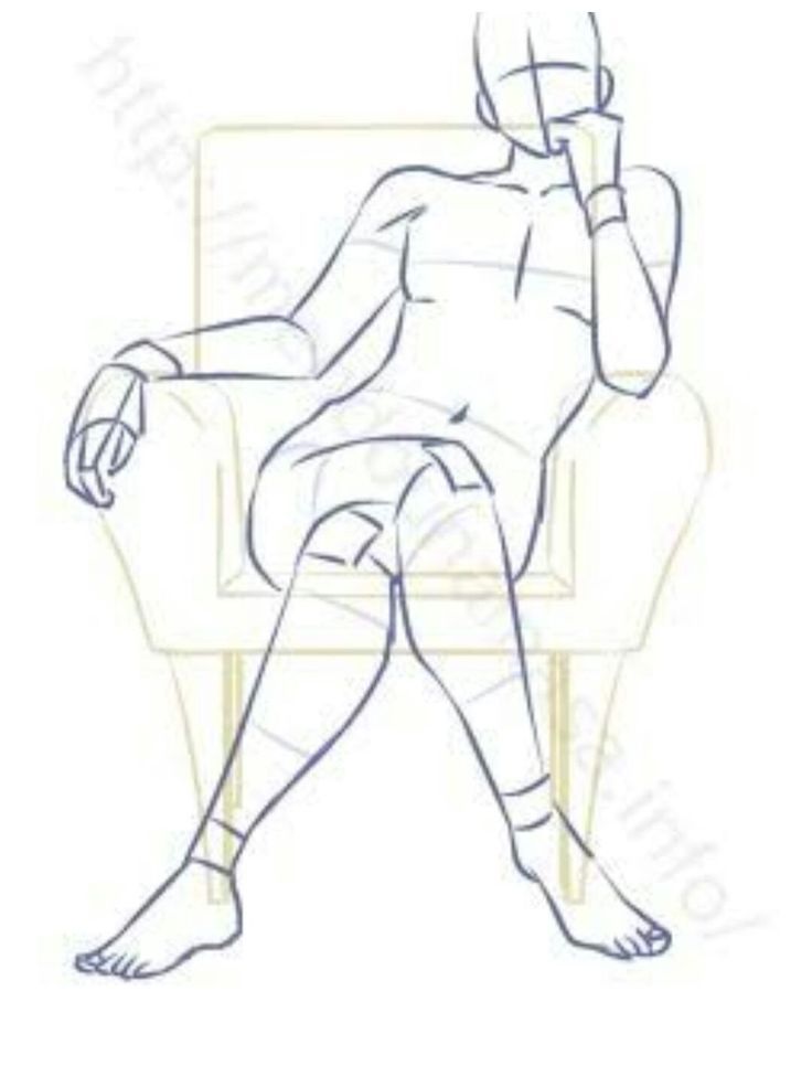 this is a line drawing of a woman sitting on a chair in a relaxed pose. she is wearing a dress and has her hair pulled back. her left arm is resting on the chair, while her right arm is bent and her hand is near her face. her legs are crossed and her feet are resting on the floor. the drawing is done in a simple style, with just a few lines. the woman's anatomy is accurate, and the drawing captures the relaxed pose of the figure.