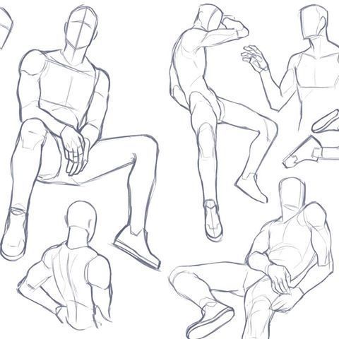 this image shows a collection of figure drawing sketches, focusing on different poses and gestures of the male body. each figure is drawn with basic outlines and minimal details, emphasizing the overall structure and flow of the pose. the sketches provide a great reference for artists looking to practice and improve their figure drawing skills.