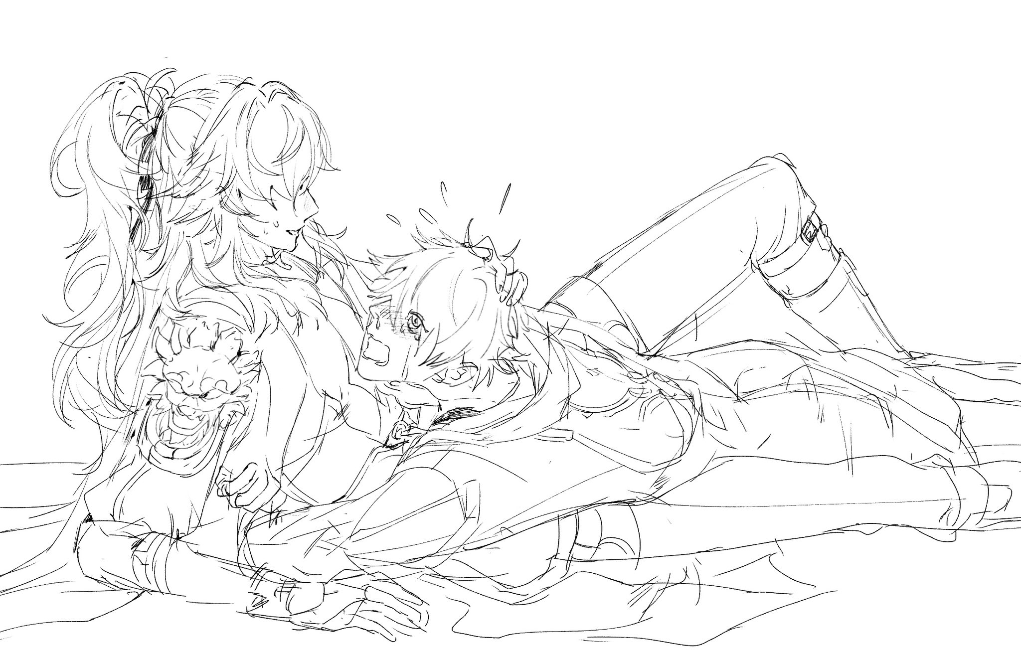 this is a black and white line art drawing of
