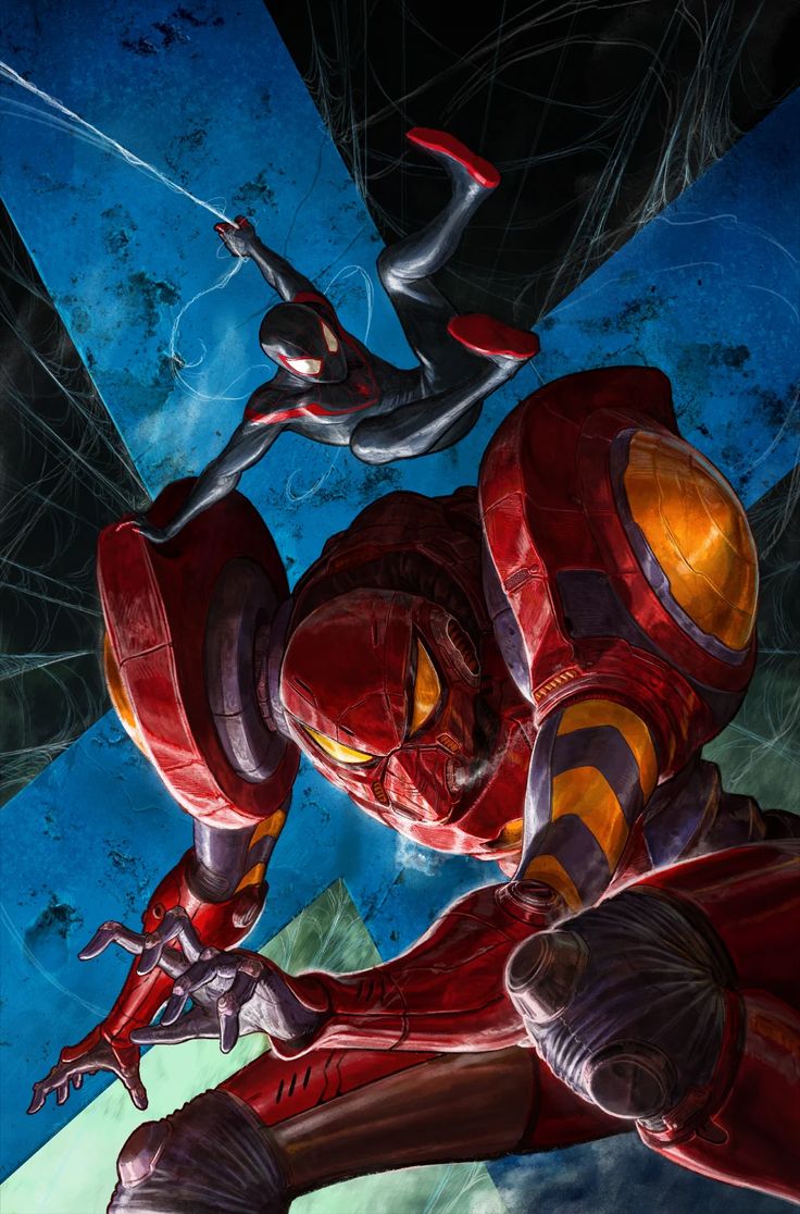 a closeup shot of a superhero in a red suit and a superhero in a black suit. they are in the middle of an epic battle, with both posing for a fight. there are intricate details and dramatic lighting that makes the image look like it came from a comic book cover. the image is full of action and energy.