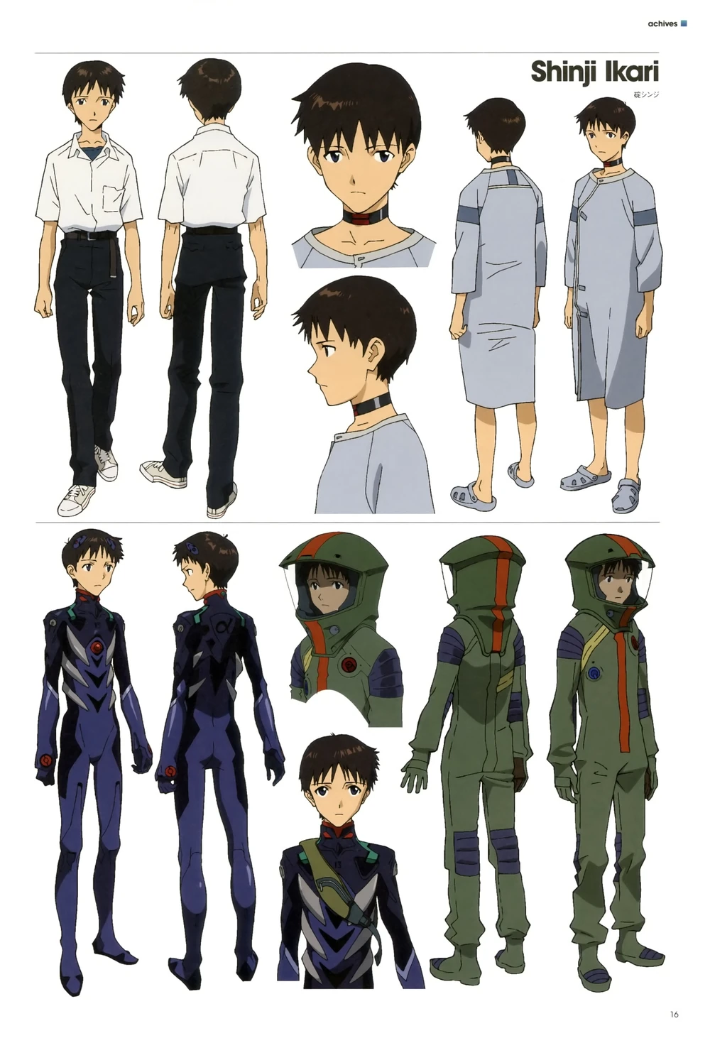 this is a design sheet for the character shinji ikari from the anime neon genesis evangelion. the image is made up of several different panels showing different angles and variations of the character. the first panel shows a full body shot of shinji in his school uniform. the second panel shows a closeup of his face. the third panel shows shinji wearing a hospital gown. the fourth panel shows a full body shot of shinji wearing his evangelion pilot suit. the fifth panel shows a closeup of his face in the pilot suit. the sixth panel shows shinji wearing a different style of pilot suit, with a helmet. the seventh panel shows a full body shot of shinji wearing a different style of pilot suit, with a helmet. the eighth panel shows shinji wearing a different style of pilot suit, with a helmet. the ninth panel shows a closeup of his face in the pilot suit. the tenth panel shows shinji wearing a different style of pilot suit, with a helmet. the eleventh panel shows shinji wearing a different style of pilot suit, with a helmet. the twelfth panel shows shinji wearing a different style of pilot suit, with a helmet. the thirteenth panel shows shinji wearing a different style of pilot suit, with a helmet. the fourteenth panel shows shinji wearing a different style of pilot suit, with a helmet. the fifteenth panel shows shinji wearing a different style of pilot suit, with a helmet. the sixteenth panel shows shinji wearing a different style of pilot suit, with a helmet. the seventeenth panel shows shinji wearing a different style of pilot suit, with a helmet. the eighteenth panel shows shinji wearing a different style of pilot suit, with a helmet. the nineteenth panel shows shinji wearing a different style of pilot suit, with a helmet. the twentieth panel shows shinji wearing a different style of pilot suit, with a helmet. the twentyfirst panel shows shinji wearing a different style of pilot suit, with a helmet. the twentysecond panel shows shinji wearing a different style of pilot suit, with a helmet. the twentythird panel shows shinji wearing a different style of pilot suit, with a helmet. the twentyfourth panel shows shinji wearing a different style of pilot suit, with a helmet. the twentyfifth panel shows shinji wearing a different style of pilot suit, with a helmet. the twentysixth panel shows shinji wearing a different style of pilot suit, with a helmet. the twentyseventh panel shows shinji wearing a different style of pilot suit, with a helmet. the twentyeighth panel shows shinji wearing a different style of pilot suit, with a helmet. the twentyninth panel shows shinji wearing a different style of pilot suit, with a helmet. the thirtieth panel shows shinji wearing a different style of pilot suit, with a helmet. the thirtyfirst panel shows shinji wearing a different style of pilot suit, with a helmet. the thirtysecond panel shows shinji wearing a different style of pilot suit, with a helmet. the thirtythird panel shows shinji wearing a different style of pilot suit, with a helmet. the thirtyfourth panel shows shinji wearing a different style of pilot suit, with a helmet. the thirtyfifth panel shows shinji wearing a different style of pilot suit, with a helmet. the thirtysixth panel shows shinji wearing a different style of pilot suit, with a helmet. the thirtyseventh panel shows shinji wearing a different style of pilot suit, with a helmet. the thirtyeighth panel shows shinji wearing a different style of pilot suit, with a helmet. the thirtyninth panel shows shinji wearing a different style of pilot suit, with a helmet. the fortieth panel shows shinji wearing a different style of pilot suit, with a helmet. the fortyfirst panel shows shinji wearing a different style of pilot suit, with a helmet. the fortysecond panel shows shinji wearing a different style of pilot suit, with a helmet. the fortythird panel shows shinji wearing a different style of pilot suit, with a helmet. the fortyfourth panel shows shinji wearing a different style of pilot suit, with a helmet. the fortyfifth panel shows shinji wearing a different style of pilot suit, with a helmet. the fortysixth panel shows shinji wearing a different style of pilot suit, with a helmet. the fortyseventh panel shows shinji wearing a different style of pilot suit, with a helmet. the fortyeighth panel shows shinji wearing a different style of pilot suit, with a helmet. the fortyninth panel shows shinji wearing a different style of pilot suit, with a helmet. the fiftieth panel shows shinji wearing a different style of pilot suit, with a helmet. the fiftyfirst panel shows shinji wearing a different style of pilot suit, with a helmet. the fiftysecond panel shows shinji wearing a different style of pilot suit, with a helmet. the fiftythird panel shows shinji wearing a different style of pilot suit, with a helmet. the fiftyfourth panel shows shinji wearing a different style of pilot suit, with a helmet. the fiftyfifth panel shows shinji wearing a different style of pilot suit, with a helmet. the fiftysixth panel shows shinji wearing a different style of pilot suit, with a helmet. the fiftyseventh panel shows shinji wearing a different style of pilot suit, with a helmet. the fiftyeighth panel shows shinji wearing a different style of pilot suit, with a helmet. the fiftyninth panel shows shinji wearing a different style of pilot suit, with a helmet. the sixtieth panel shows shinji wearing a different style of pilot suit, with a helmet. the sixtyfirst panel shows shinji wearing a different style of pilot suit, with a helmet. the sixtysecond panel shows shinji wearing a different style of pilot suit, with a helmet. the sixtythird panel shows shinji wearing a different style of pilot suit, with a helmet. the sixtyfourth panel shows shinji wearing a different style of pilot suit, with a helmet. the sixtyfifth panel shows shinji wearing a different style of pilot suit, with a helmet. the sixtysixth panel shows shinji wearing a different style of pilot suit, with a helmet. the sixtyseventh panel shows shinji wearing a different style of pilot suit, with a helmet. the sixtyeighth panel shows shinji wearing a different style of pilot suit, with a helmet. the sixtyninth panel shows shinji wearing a different style of pilot suit, with a helmet. the seventieth panel shows shinji wearing a different style of pilot suit, with a helmet. the seventyfirst panel shows shinji wearing a different style of pilot suit, with a helmet. the seventysecond panel shows shinji wearing a different style of pilot suit, with a helmet. the seventythird panel shows shinji wearing a different style of pilot suit, with a helmet. the seventyfourth panel shows shinji wearing a different style of pilot suit, with a helmet. the seventyfifth panel shows shinji wearing a different style of pilot suit, with a helmet. the seventysixth panel shows shinji wearing a different style of pilot suit, with a helmet. the seventyseventh panel shows shinji wearing a different style of pilot suit, with a helmet. the seventyeighth panel shows shinji wearing a different style of pilot suit, with a helmet. the seventyninth panel shows shinji wearing a different style of pilot suit, with a helmet. the eightieth panel shows shinji wearing a different style of pilot suit, with a helmet. the eightyfirst panel shows shinji wearing a different style of pilot suit, with a helmet. the eightysecond panel shows shinji wearing a different style of pilot suit, with a helmet. the eightythird panel shows shinji wearing a different style of pilot suit, with a helmet. the eightyfourth panel shows shinji wearing a different style of pilot suit, with a helmet. the eightyfifth panel shows shinji wearing a different style of pilot suit, with a helmet. the eightysixth panel shows shinji wearing a different style of pilot suit, with a helmet. the eightyseventh panel shows shinji wearing a different style of pilot suit, with a helmet. the eightyeighth panel shows shinji wearing a different style of pilot suit, with a helmet. the eightyninth panel shows shinji wearing a different style of pilot suit, with a helmet. the ninetieth panel shows shinji wearing a different style of pilot suit, with a helmet. the ninetyfirst panel shows shinji wearing a different style of pilot suit, with a helmet. the ninetysecond panel shows shinji wearing a different style of pilot suit, with a helmet. the ninetythird panel shows shinji wearing a different style of pilot suit, with a helmet. the ninetyfourth panel shows shinji wearing a different style of pilot suit, with a helmet. the ninetyfifth panel shows shinji wearing a different style of pilot suit, with a helmet. the ninetysixth panel shows shinji wearing a different style of pilot suit, with a helmet. the ninetyseventh panel shows shinji wearing a different style of pilot suit, with a helmet. the ninetyeighth panel shows shinji wearing a different style of pilot suit, with a helmet. the ninetyninth panel shows shinji wearing a different style of pilot suit, with a helmet. the onehundredth panel shows shinji wearing a different style of pilot suit, with a helmet. the onehundredandfirst panel shows shinji wearing a different style of pilot suit, with a helmet. the onehundredandsecond panel shows shinji wearing a different style of pilot suit, with a helmet. the onehundredandthird panel shows shinji wearing a different style of pilot suit, with a helmet. the onehundredandfourth panel shows shinji wearing a different style of pilot suit, with a helmet. the onehundredandfifth panel shows shinji wearing a different style of pilot suit, with a helmet. the onehundredandsixth panel shows shinji wearing a different style of pilot suit, with a helmet. the onehundredandseventh panel shows shinji wearing a different style of pilot suit, with a helmet. the onehundredandeighth panel shows shinji wearing a different style of pilot suit, with a helmet. the onehundredandninth panel shows shinji wearing a different style of pilot suit, with a helmet. the onehundredandtenth panel shows shinji wearing a different style of pilot suit, with a helmet. the onehundredandeleventh panel shows shinji wearing a different style of pilot suit, with a helmet. the onehundredandtwelfth panel shows shinji wearing a different style of pilot suit, with a helmet. the onehundredandthirteenth panel shows shinji wearing a different style of pilot suit, with a helmet. the onehundredandfourteenth panel shows shinji wearing a different style of pilot suit, with a helmet. the onehundredandfifteenth panel shows shinji wearing a different style of pilot suit, with a helmet. the onehundredandsixteenth panel shows shinji wearing a different style of pilot suit, with a helmet. the onehundredandseventeenth panel shows shinji wearing a different style of pilot suit, with a helmet. the onehundredandeighteenth panel shows shinji wearing a different style of pilot suit, with a helmet. the onehundredandnineteenth panel shows shinji wearing a different style of pilot suit, with a helmet. the onehundredandtwentieth panel shows shinji wearing a different style of pilot suit, with a helmet. the onehundredandtwentyfirst panel shows shinji wearing a different style of pilot suit, with a helmet. the onehundredandtwentysecond panel shows shinji wearing a different style of pilot suit, with a helmet. the onehundredandtwentythird panel shows shinji wearing a different style of pilot suit, with a helmet. the onehundredandtwentyfourth panel shows shinji wearing a different style of pilot suit, with a helmet. the onehundredandtwentyfifth panel shows shinji wearing a different style of pilot suit, with a helmet. the onehundredandtwentysixth panel shows shinji wearing a different style of pilot suit, with a helmet. the onehundredandtwentyseventh panel shows shinji wearing a different style of pilot suit, with a helmet. the onehundredandtwentyeighth panel shows shinji wearing a different style of pilot suit, with a helmet. the onehundredandtwentyninth panel shows shinji wearing a different style of pilot suit, with a helmet. the onehundredandthirtieth panel shows shinji wearing a different style of pilot suit, with a helmet. the onehundredandthirtyfirst panel shows shinji wearing a different style of pilot suit, with a helmet. the onehundredandthirtysecond panel shows shinji wearing a different style of pilot suit, with a helmet. the onehundredandthirtythird panel shows shinji wearing a different style of pilot suit, with a helmet. the onehundredandthirtyfourth panel shows shinji wearing a different style of pilot suit, with a helmet. the onehundredandthirtyfifth panel shows shinji wearing a different style of pilot suit, with a helmet. the onehundredandthirtysixth panel shows shinji wearing a different style of pilot suit, with a helmet. the onehundredandthirtyseventh panel shows shinji wearing a different style of pilot suit, with a helmet. the onehundredandthirtyeighth panel shows shinji wearing a different style of pilot suit, with a helmet. the onehundredandthirtyninth panel shows shinji wearing a different style of pilot suit, with a helmet. the onehundredandfortieth panel shows shinji wearing a different style of pilot suit, with a helmet. the onehundredandfortyfirst panel shows shinji wearing a different style of pilot suit, with a helmet. the onehundredandfortysecond panel shows shinji wearing a different style of pilot suit, with a helmet. the onehundredandfortythird panel shows shinji wearing a different style of pilot suit, with a helmet. the onehundredandfortyfourth panel shows shinji wearing a different style of pilot suit, with a helmet. the onehundredandfortyfifth panel shows shinji wearing a different style of pilot suit, with a helmet. the onehundredandfortysixth panel shows shinji wearing a different style of pilot suit, with a helmet. the onehundredandfortyseventh panel shows shinji wearing a different style of pilot suit, with a helmet. the onehundredandfortyeighth panel shows shinji wearing a different style of pilot suit, with a helmet. the onehundredandfortyninth panel shows shinji wearing a different style of pilot suit, with a helmet. the onehundredandfiftieth panel shows shinji wearing a different style of pilot suit, with a helmet. the onehundredandfiftyfirst panel shows shinji wearing a different style of pilot suit, with a helmet. the onehundredandfiftysecond panel shows shinji wearing a different style of pilot suit, with a helmet. the onehundredandfiftythird panel shows shinji wearing a different style of pilot suit, with a helmet. the onehundredandfiftyfourth panel shows shinji wearing a different style of pilot suit, with a helmet. the onehundredandfiftyfifth panel shows shinji wearing a different style of pilot suit, with a helmet. the onehundredandfiftysixth panel shows shinji wearing a different style of pilot suit, with a helmet. the onehundredandfiftyseventh panel shows shinji wearing a different style of pilot suit, with a helmet. the onehundredandfiftyeighth panel shows shinji wearing a different style of pilot suit, with a helmet. the onehundredandfiftyninth panel shows shinji wearing a different style of pilot suit, with a helmet. the onehundredandsixtieth panel shows shinji wearing a different style of pilot suit, with a helmet. the onehundredandsixtyfirst panel shows shinji wearing a different style of pilot suit, with a helmet. the onehundredandsixtysecond panel shows shinji wearing a different style of pilot suit, with a helmet. the onehundredandsixtythird panel shows shinji wearing a different style of pilot suit, with a helmet. the onehundredandsixtyfourth panel shows shinji wearing a different style of pilot suit, with a helmet. the onehundredandsixtyfifth panel shows shinji wearing a different style of pilot suit, with a helmet. the onehundredandsixtysixth panel shows shinji wearing a different style of pilot suit, with a helmet. the onehundredandsixtyseventh panel shows shinji wearing a different style of pilot suit, with a helmet. the onehundredandsixtyeighth panel shows shinji wearing a different style of pilot suit, with a helmet. the onehundredandsixtyninth panel shows shinji wearing a different style of pilot suit, with a helmet. the onehundredandseventieth panel shows shinji wearing a different style of pilot suit, with a helmet. the onehundredandseventyfirst panel shows shinji wearing a different style of pilot suit, with a helmet. the onehundredandseventysecond panel shows shinji wearing a different style of pilot suit, with a helmet. the onehundredandseventythird panel shows shinji wearing a different style of pilot suit, with a helmet. the onehundredandseventyfourth panel shows shinji wearing a different style of pilot suit, with a helmet. the onehundredandseventyfifth panel shows shinji wearing a different style of pilot suit, with a helmet. the onehundredandseventysixth panel shows shinji wearing a different style of pilot suit, with a helmet. the onehundredandseventyseventh panel shows shinji wearing a different style of pilot suit, with a helmet. the onehundredandseventyeighth panel shows shinji wearing a different style of pilot suit, with a helmet. the onehundredandseventyninth panel shows shinji wearing a different style of pilot suit, with a helmet. the onehundredandeightieth panel shows shinji wearing a different style of pilot suit, with a helmet. the onehundredandeightyfirst panel shows shinji wearing a different style of pilot suit, with a helmet. the onehundredandeightysecond panel shows shinji wearing a different style of pilot suit, with a helmet. the onehundredandeightythird panel shows shinji wearing a different style of pilot suit, with a helmet. the onehundredandeightyfourth panel shows shinji wearing a different style of pilot suit, with a helmet. the onehundredandeightyfifth panel shows shinji wearing a different style of pilot suit, with a helmet. the onehundredandeightysixth panel shows shinji wearing a different style of pilot suit, with a helmet. the onehundredandeightyseventh panel shows shinji wearing a different style of pilot suit, with a helmet. the onehundredandeightyeighth panel shows shinji wearing a different style of pilot suit, with a helmet. the onehundredandeightyninth panel shows shinji wearing a different style of pilot suit, with a helmet. the onehundredandninetieth panel shows shinji wearing a different style of pilot suit, with a helmet. the onehundredandninetyfirst panel shows shinji wearing a different style of pilot suit, with a helmet. the onehundredandninetysecond panel shows shinji wearing a different style of pilot suit, with a helmet. the onehundredandninetythird panel shows shinji wearing a different style of pilot suit, with a helmet. the onehundredandninetyfourth panel shows shinji wearing a different style of pilot suit, with a helmet. the onehundredandninetyfifth panel shows shinji wearing a different style of pilot suit, with a helmet. the onehundredandninetysixth panel shows shinji wearing a different style of pilot suit, with a helmet. the onehundredandninetyseventh panel shows shinji wearing a different style of pilot suit, with a helmet. the onehundredandninetyeighth panel shows shinji wearing a different style of pilot suit, with a helmet. the onehundredandninetyninth panel shows shinji wearing a different style of pilot suit, with a helmet. the twohundredth panel shows shinji wearing a different style of pilot suit, with a helmet. the twohundredandfirst panel shows shinji wearing a different style of pilot suit, with a helmet. the twohundredandsecond panel shows shinji wearing a different style of pilot suit, with a helmet. the twohundredandthird panel shows shinji wearing a different style of pilot suit, with a helmet. the twohundredandfourth panel shows shinji wearing a different style of pilot suit, with a helmet. the twohundredandfifth panel shows shinji wearing a different style of pilot suit, with a helmet. the twohundredandsixth panel shows shinji wearing a different style of pilot suit, with a helmet. the twohundredandseventh panel shows shinji wearing a different style of pilot suit, with a helmet. the twohundredandeighth panel shows shinji wearing a different style of pilot suit, with a helmet. the twohundredandninth panel shows shinji wearing a different style of pilot suit, with a helmet. the twohundredandtenth panel shows shinji wearing a different style of pilot suit, with a helmet. the twohundredandeleventh panel shows shinji wearing a different style of pilot suit, with a helmet. the twohundredandtwelfth panel shows shinji wearing a different style of pilot suit, with a helmet. the twohundredandthirteenth panel shows shinji wearing a different style of pilot suit, with a helmet. the twohundredandfourteenth panel shows shinji wearing a different style of pilot suit, with a helmet. the twohundredandfifteenth panel shows shinji wearing a different style of pilot suit, with a helmet. the twohundredandsixteenth panel shows shinji wearing a different style of pilot suit, with a helmet. the twohundredandseventeenth panel shows shinji wearing a different style of pilot suit, with a helmet. the twohundredandeighteenth panel shows shinji wearing a different style of pilot suit, with a helmet. the twohundredandnineteenth panel shows shinji wearing a different style of pilot suit, with a helmet. the twohundredandtwentieth panel shows shinji wearing a different style of pilot suit, with a helmet. the twohundredandtwentyfirst panel shows shinji wearing a different style of pilot suit, with a helmet. the twohundredandtwentysecond panel shows shinji wearing a different style of pilot suit, with a helmet. the twohundredandtwentythird panel shows shinji wearing a different style of pilot suit, with a helmet. the twohundredandtwentyfourth panel shows shinji wearing a different style of pilot suit, with a helmet. the twohundredandtwentyfifth panel shows shinji wearing a different style of pilot suit, with a helmet. the twohundredandtwentysixth panel shows shinji wearing a different style of pilot suit, with a helmet. the twohundredandtwentyseventh panel shows shinji wearing a different style of pilot suit, with a helmet. the twohundredandtwentyeighth panel shows shinji wearing a different style of pilot suit, with a helmet. the twohundredandtwentyninth panel shows shinji wearing a different style of pilot suit, with a helmet. the twohundredandthirtieth panel shows shinji wearing a different style of pilot suit, with a helmet. the twohundredandthirtyfirst panel shows shinji wearing a different style of pilot suit, with a helmet. the twohundredandthirtysecond panel shows shinji wearing a different style of pilot suit, with a helmet. the twohundredandthirtythird panel shows shinji wearing a different style of pilot suit, with a helmet. the twohundredandthirtyfourth panel shows shinji wearing a different style of pilot suit, with a helmet. the twohundredandthirtyfifth panel shows shinji wearing a different style of pilot suit, with a helmet. the twohundredandthirtysixth panel shows shinji wearing a different style of pilot suit, with a helmet. the twohundredandthirtyseventh panel shows shinji wearing a different style of pilot suit, with a helmet. the twohundredandthirtyeighth panel shows shinji wearing a different style of pilot suit, with a helmet. the twohundredandthirtyninth panel shows shinji wearing a different style of pilot suit, with a helmet. the twohundredandfortieth panel shows shinji wearing a different style of pilot suit, with a helmet. the twohundredandfortyfirst panel shows shinji wearing a different style of pilot suit, with a helmet. the twohundredandfortysecond panel shows shinji wearing a different style of pilot suit, with a helmet. the twohundredandfortythird panel shows shinji wearing a different style of pilot suit, with a helmet. the twohundredandfortyfourth panel shows shinji wearing a different style of pilot suit, with a helmet. the twohundredandfortyfifth panel shows shinji wearing a different style of pilot suit, with a helmet. the twohundredandfortysixth panel shows shinji wearing a different style of pilot suit, with a helmet. the twohundredandfortyseventh panel shows shinji wearing a different style of pilot suit, with a helmet. the twohundredandfortyeighth panel shows shinji wearing a different style of pilot suit, with a helmet. the twohundredandfortyninth panel shows shinji wearing a different style of pilot suit, with a helmet. the twohundredandfiftieth panel shows shinji wearing a different style of pilot suit, with a helmet. the twohundredandfiftyfirst panel shows shinji wearing a different style of pilot suit, with a helmet. the twohundredandfiftysecond panel shows shinji wearing a different style of pilot suit, with a helmet. the twohundredandfiftythird panel shows shinji wearing a different style of pilot suit, with a helmet. the twohundredandfiftyfourth panel shows shinji wearing a different style of pilot suit, with a helmet. the twohundredandfiftyfifth panel shows shinji wearing a different style of pilot suit, with a helmet. the twohundredandfiftysixth panel shows shinji wearing a different style of pilot suit, with a helmet. the twohundredandfiftyseventh panel shows shinji wearing a different style of pilot suit, with a helmet. the twohundredandfiftyeighth panel shows shinji wearing a different style of pilot suit, with a helmet. the twohundredandfiftyninth panel shows shinji wearing a different style of pilot suit, with a helmet. the twohundredandsixtieth panel shows shinji wearing a different style of pilot suit, with a helmet. the twohundredandsixtyfirst panel shows shinji wearing a different style of pilot suit, with a helmet. the twohundredandsixtysecond panel shows shinji wearing a different style of pilot suit, with a helmet. the twohundredandsixtythird panel shows shinji wearing a different style of pilot suit, with a helmet. the twohundredandsixtyfourth panel shows shinji wearing a different style of pilot suit, with a helmet. the twohundredandsixtyfifth panel shows shinji wearing a different style of pilot suit, with a helmet. the twohundredandsixtysixth panel shows shinji wearing a different style of pilot suit, with a helmet. the twohundredandsixtyseventh panel shows shinji wearing a different style of pilot suit, with a helmet. the twohundredandsixtyeighth panel shows shinji wearing a different style of pilot suit, with a helmet. the twohundredandsixtyninth panel shows shinji wearing a different style of pilot suit, with a helmet. the twohundredandseventieth panel shows shinji wearing a different style of pilot suit, with a helmet. the twohundredandseventyfirst panel shows shinji wearing a different style of pilot suit, with a helmet. the twohundredandseventysecond panel shows shinji wearing a different style of pilot suit, with a helmet. the twohundredandseventythird panel shows shinji wearing a different style of pilot suit, with a helmet. the twohundredandseventyfourth panel shows shinji wearing a different style of pilot suit, with a helmet. the twohundredandseventyfifth panel shows shinji wearing a different style of pilot suit, with a helmet. the twohundredandseventysixth panel shows shinji wearing a different style of pilot suit, with a helmet. the twohundredandseventyseventh panel shows shinji wearing a different style of pilot suit, with a helmet. the twohundredandseventyeighth panel shows shinji wearing a different style of pilot suit, with a helmet. the twohundredandseventyninth panel shows shinji wearing a different style of pilot suit, with a helmet. the twohundredandeightieth panel shows shinji wearing a different style of pilot suit, with a helmet. the twohundredandeightyfirst panel shows shinji wearing a different style of pilot suit, with a helmet. the twohundredandeightysecond panel shows shinji wearing a different style of pilot suit, with a helmet. the twohundredandeightythird panel shows shinji wearing a different style of pilot suit, with a helmet. the twohundredandeightyfourth panel shows shinji wearing a different style of pilot suit, with a helmet. the twohundredandeightyfifth panel shows shinji wearing a different style of pilot suit, with a helmet. the twohundredandeightysixth panel shows shinji wearing a different style of pilot suit, with a helmet. the twohundredandeightyseventh panel shows shinji wearing a different style of pilot suit, with a helmet. the twohundredandeightyeighth panel shows shinji wearing a different style of pilot suit, with a helmet. the twohundredandeightyninth panel shows shinji wearing a different style of pilot suit, with a helmet. the twohundredandninetieth panel shows shinji wearing a different style of pilot suit, with a helmet. the twohundredandninetyfirst panel shows shinji wearing a different style of pilot suit, with a helmet. the twohundredandninetysecond panel shows shinji wearing a different style of pilot suit, with a helmet. the twohundredandninetythird panel shows shinji wearing a different style of pilot suit, with a helmet. the twohundredandninetyfourth panel shows shinji wearing a different style of pilot suit, with a helmet. the twohundredandninetyfifth panel shows shinji wearing a different style of pilot suit, with a helmet. the twohundredandninetysixth panel shows shinji wearing a different style of pilot suit, with a helmet. the twohundredandninetyseventh panel shows shinji wearing a different style of pilot suit, with a helmet. the twohundredandninetyeighth panel shows shinji wearing a different style of pilot suit, with a helmet. the twohundredandninetyninth panel shows shinji wearing a different style of pilot suit, with a helmet. the threehundredth panel shows shinji wearing a different style of pilot suit, with a helmet. the threehundredandfirst panel shows shinji wearing a different style of pilot suit, with a helmet. the threehundredandsecond panel shows shinji wearing a different style of pilot suit, with a helmet. the threehundredandthird panel shows shinji wearing a different style of pilot suit, with a helmet. the threehundredandfourth panel shows shinji wearing a different style of pilot suit, with a helmet. the threehundredandfifth panel shows shinji wearing a different style of pilot suit, with a helmet. the threehundredandsixth panel shows shinji wearing a different style of pilot suit, with a helmet. the threehundredandseventh panel shows shinji wearing a different style of pilot suit, with a helmet. the threehundredandeighth panel shows shinji wearing a different style of pilot suit, with a helmet. the threehundredandninth panel shows shinji wearing a different style of pilot suit, with a helmet. the threehundredandtenth panel shows shinji wearing a different style of pilot suit, with a helmet. the threehundredandeleventh panel shows shinji wearing a different style of pilot suit, with a helmet. the threehundredandtwelfth panel shows shinji wearing a different style of pilot suit, with a helmet. the threehundredandthirteenth panel shows shinji wearing a different style of pilot suit, with a helmet. the threehundredandfourteenth panel shows shinji wearing a different style of pilot suit, with a helmet. the threehundredandfifteenth panel shows shinji wearing a different style of pilot suit, with a helmet. the threehundredandsixteenth panel shows shinji wearing a different style of pilot suit, with a helmet. the threehundredandseventeenth panel shows shinji wearing a different style of pilot suit, with a helmet. the threehundredandeighteenth panel shows shinji wearing a different style of pilot suit, with a helmet. the threehundredandnineteenth panel shows shinji wearing a different style of pilot suit, with a helmet. the threehundredandtwentieth panel shows shinji wearing a different style of pilot suit, with a helmet. the threehundredandtwentyfirst panel shows shinji wearing a different style of pilot suit, with a helmet. the threehundredandtwentysecond panel shows shinji wearing a different style of pilot suit, with a helmet. the threehundredandtwentythird panel shows shinji wearing a different style of pilot suit, with a helmet. the threehundredandtwentyfourth panel shows shinji wearing a different style of pilot suit, with a helmet. the threehundredandtwentyfifth panel shows shinji wearing a different style of pilot suit, with a helmet. the threehundredandtwentysixth panel shows shinji wearing a different style of pilot suit, with a helmet. the threehundredandtwentyseventh panel shows shinji wearing a different style of pilot suit, with a helmet. the threehundredandtwentyeighth panel shows shinji wearing a different style of pilot suit, with a helmet. the threehundredandtwentyninth panel shows shinji wearing a different style of pilot suit, with a helmet. the threehundredandthirtieth panel shows shinji wearing a different style of pilot suit, with a helmet. the threehundredandthirtyfirst panel shows shinji wearing a different style of pilot suit, with a helmet. the threehundredandthirtysecond panel shows shinji wearing a different style of pilot suit, with a helmet. the threehundredandthirtythird panel shows shinji wearing a different style of pilot suit, with a helmet. the threehundredandthirtyfourth panel shows shinji wearing a different style of pilot suit, with a helmet. the threehundredandthirtyfifth panel shows shinji wearing a different style of pilot suit, with a helmet. the threehundredandthirtysixth panel shows shinji wearing a different style of pilot suit, with a helmet. the threehundredandthirtyseventh panel shows shinji wearing a different style of pilot suit, with a helmet. the threehundredandthirtyeighth panel shows shinji wearing a different style of pilot suit, with a helmet. the threehundredandthirtyninth panel shows shinji wearing a different style of pilot