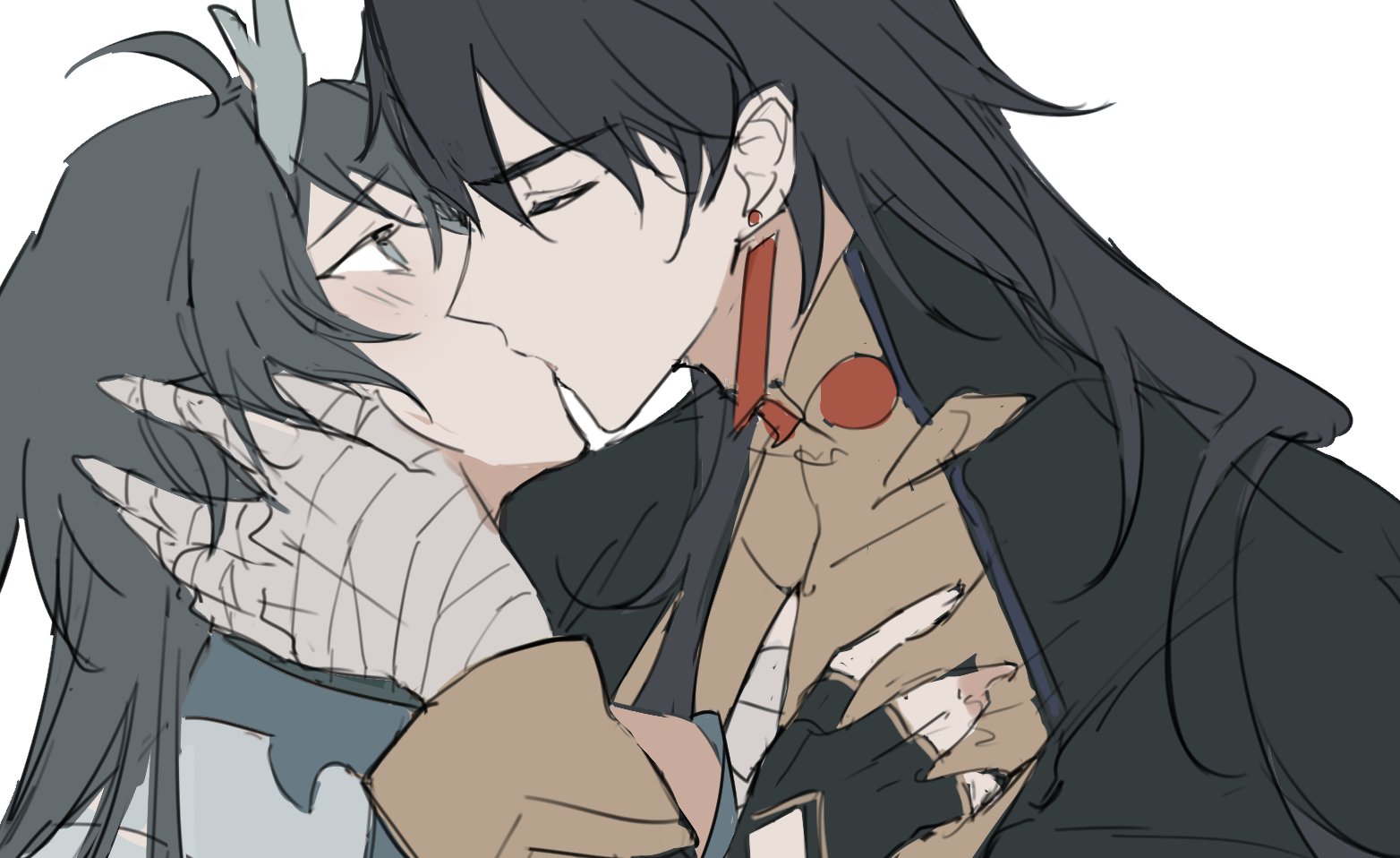 this image depicts a closeup view of two anime characters,