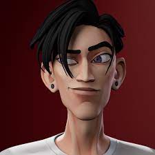 this is a digital art portrait of a young man. it appears to be inspired by the animation style of companies like pixar and dreamworks. the subject is stylized, with slightly exaggerated features and a cartoonlike appearance. he has dark hair, brown eyes, and is wearing a simple white tshirt. the image's lighting is soft, creating a gentle and approachable feel.