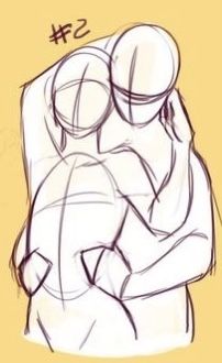 a sketch of two people embracing each other in a hug.