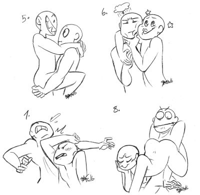 the image shows four different poses for drawing characters. the poses are all dynamic and interesting, and they would be great for use in a variety of artistic projects. the poses are labelled with numbers, and they are all drawn in a simple, clear style that makes them easy to follow. the image is a great resource for artists of all levels, from beginners to professionals.