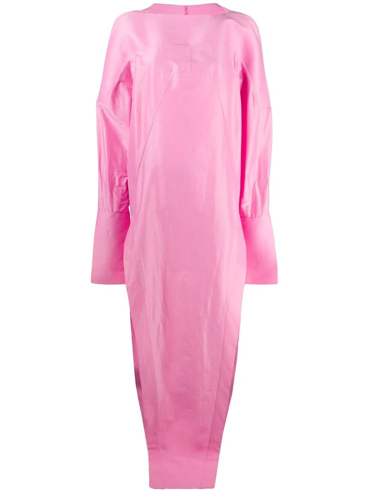 the image shows a pink longsleeved midi dress.