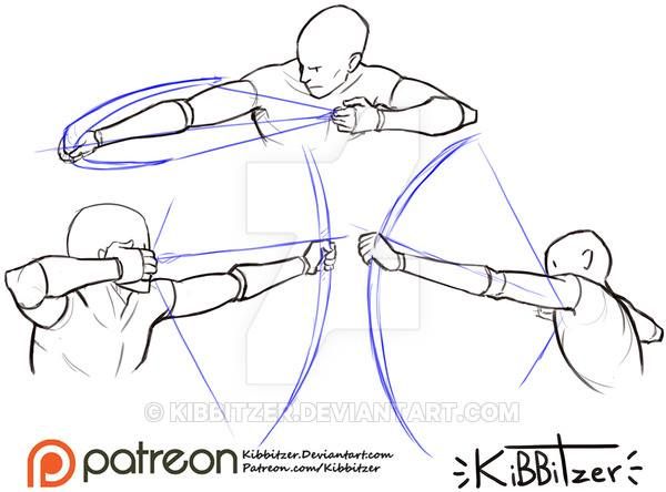 this is a sketch of 3 figures in various poses of shooting an arrow from a bow. the sketch is drawn in a simple, minimalist style with just line art.
