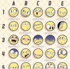 this is a meme image, a  5x5 grid of different anime style facial expressions for people to use to express how they are feeling.