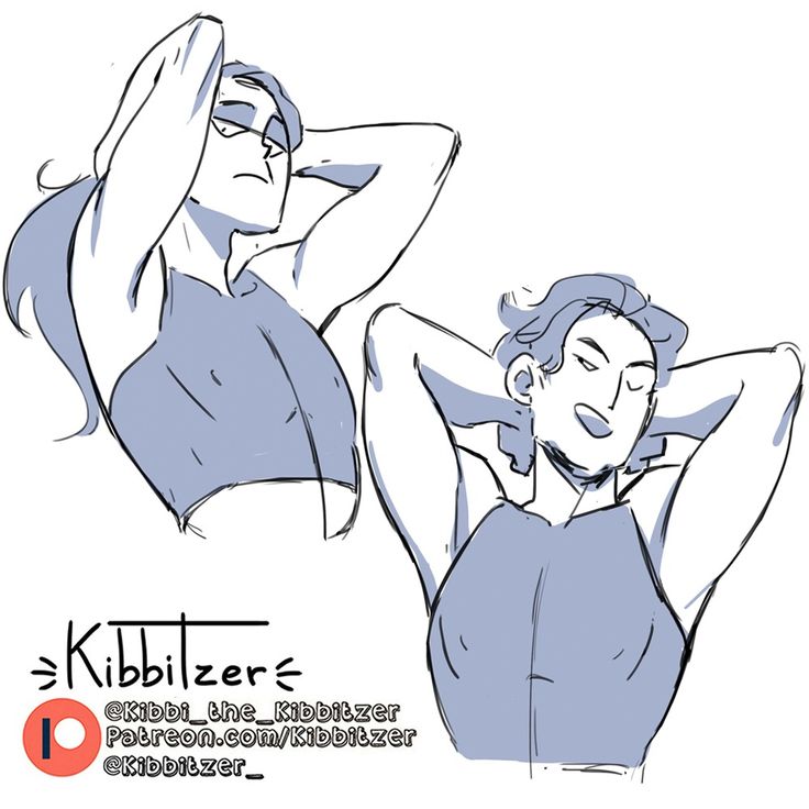 a drawing of two women in relaxed poses, with their arms behind their heads. they are both smiling and appear to be enjoying themselves. the drawing is in a simple style, with clean lines and minimal detail.