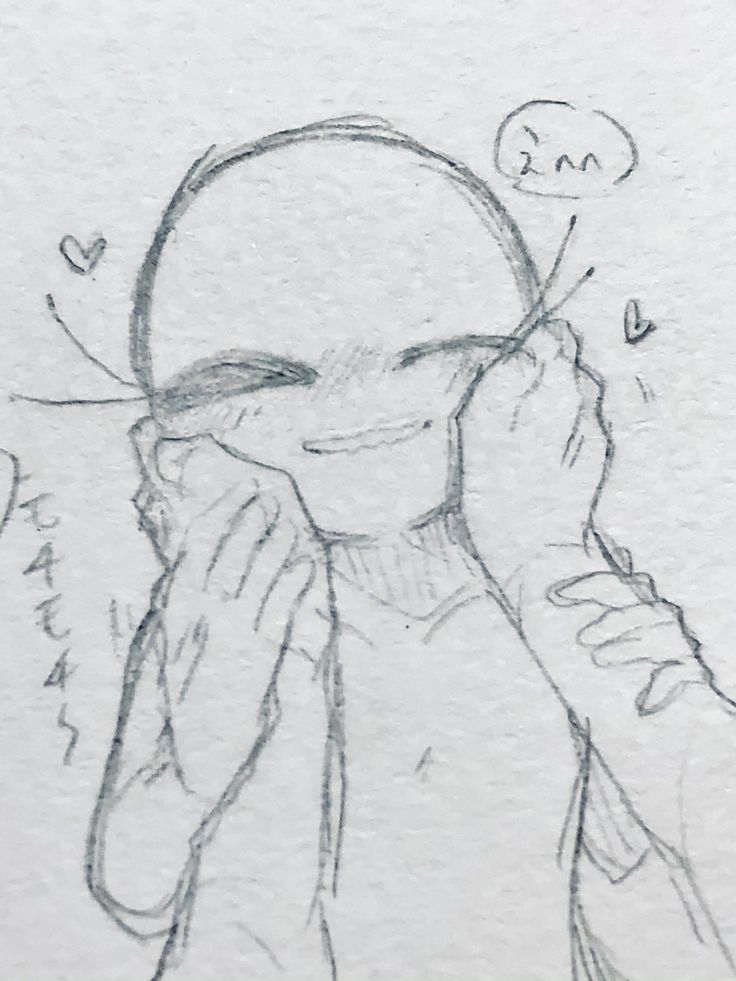 a simple pencil drawing of an anime character being hugged from behind. the character is blushing and smiling with a happy expression on their face.  the character's hair is drawn in a simple style and they are wearing a simple shirt. the person hugging them is drawn with their hands around the character's shoulders. there are hearts and the word "hmm" drawn around the characters, and "c4c4c4" is drawn on the left side of the image.  the drawing is done in a cute and endearing style.