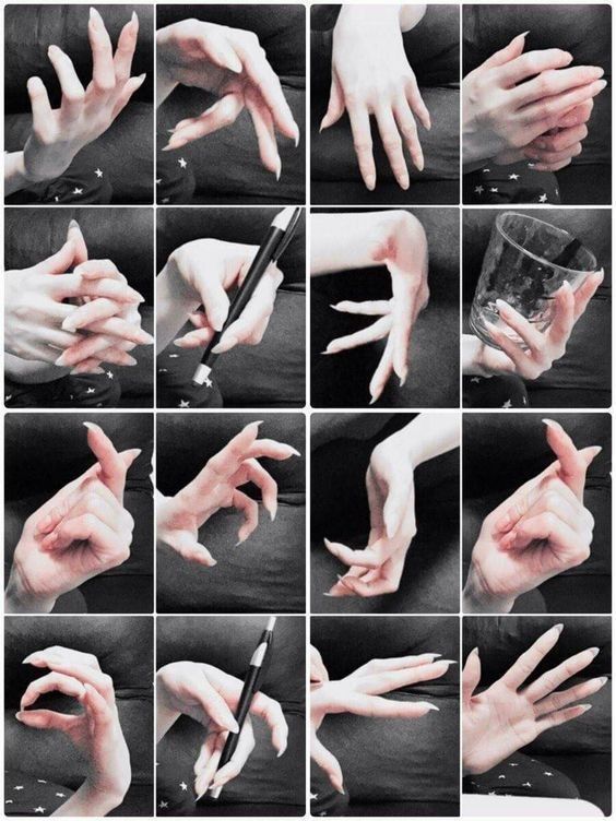 a collage of 12 different hand poses, including a variety of gestures and positions. the hands are all welllit and the image is high quality.  the image is perfect for artists who are looking for reference material for drawing hands.