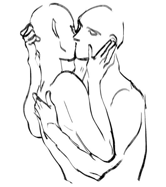 a line art drawing of a couple hugging and kissing. the drawing is done in black and white and has a very minimal style. the couple is drawn in a