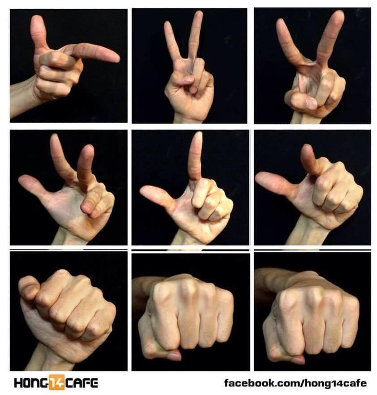 this image shows a collage of different hand poses. the hands are arranged in a grid of nine images. the images are designed to be used as a reference guide for artists who are learning how to draw hands.