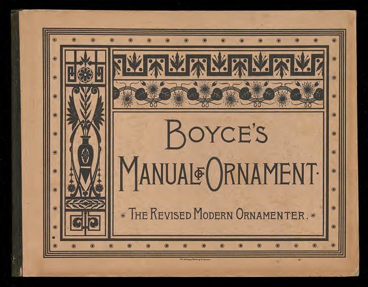 the image shows the cover of a vintage book titled "boyce's manual of ornament." the cover has an ornate, decorative design with floral motifs and geometric patterns. the title is prominently displayed in stylized typography. the overall aesthetic suggests a manual for design and ornamentation from a bygone era.
