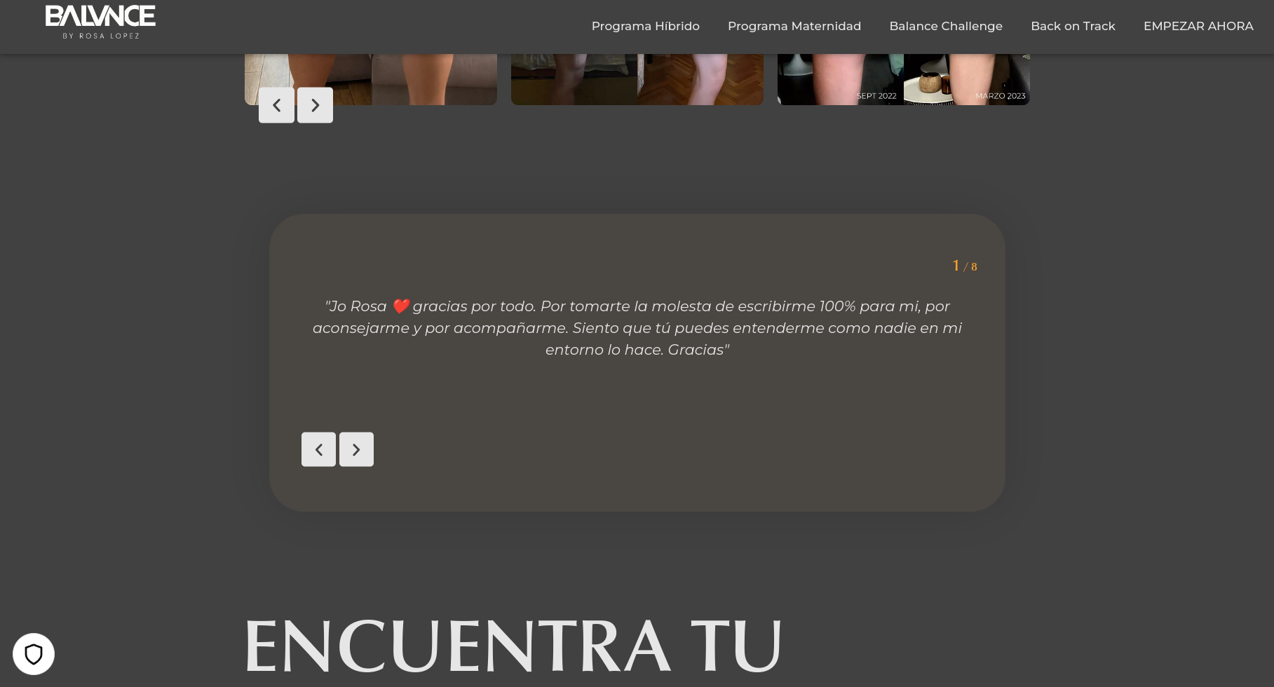 the image shows a website for a fitness coaching program called "balvnce" by rosa lopez. the website features a testimonial from a satisfied client, jo rosa, who expresses her gratitude for the coach's support and understanding. the image also includes a series of beforeandafter photos that showcase the client's progress. the website's design is clean, modern, and inspiring, encouraging viewers to embark on their own fitness journey.