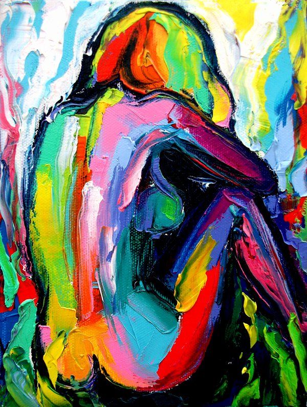 the painting is a vibrant abstract depiction of a woman's figure. the artist uses bold strokes and a limited color palette to create a sense of movement and energy. the figure is rendered in a gestural style, with sweeping lines and a loose form. the colors are rich and saturated, and the painting has a powerful, emotional impact. the abstract nature of the work allows for multiple interpretations and invites the viewer to engage with the artwork on a personal level. the painting is an excellent example of contemporary abstract art.