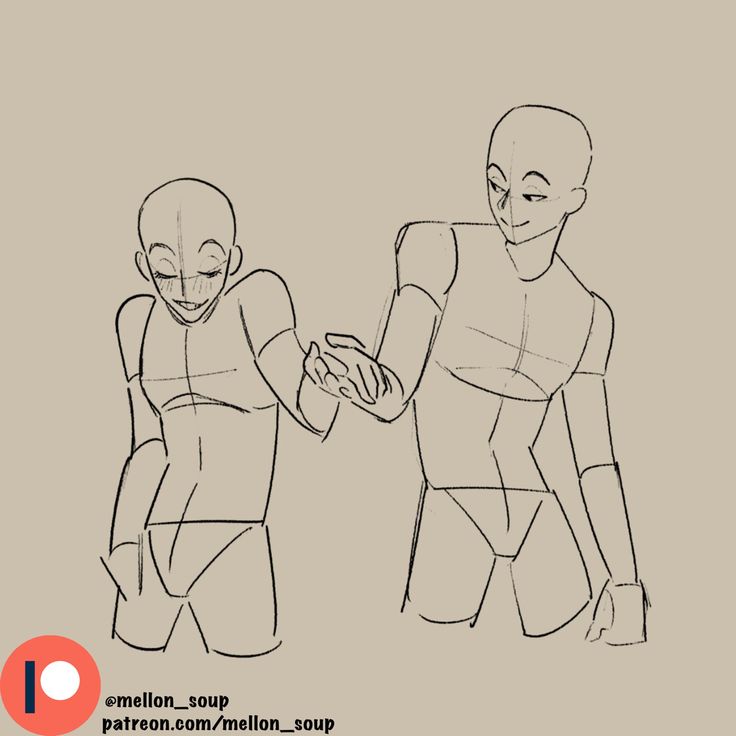 a line art drawing of two male figures in a gesture of holding hands. the figures are in a simple pose, with one figure facing the viewer and the other facing away. the lines are clean and simple, creating a minimalist aesthetic.