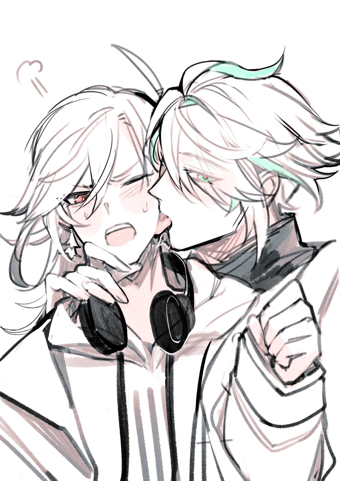 a drawing of two anime boys