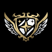 the image shows a crest or logo with a heraldic design. it features a shield shape in the center, with a gold border and a white interior. inside the shield is a geometric star shape in gold, and two smaller stars in the upper corners. the shield is flanked by stylized wings in white, and the top of the shield has decorative flourishes in gold. the overall color scheme is gold, white, and black. the design is symmetrical and gives a sense of classic heraldry and sophistication.