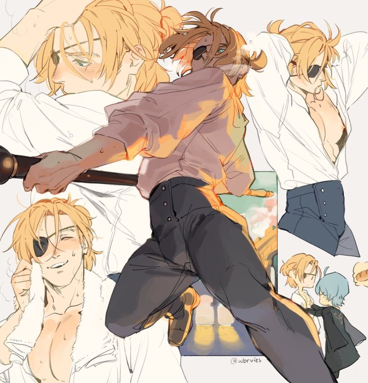 the image is a digital illustration of a male anime character with blond hair and sunglasses. he is dressed in a pink shirt and black pants. he is striking a dynamic pose with his legs crossed and his arms outstretched. he appears to be holding a weapon, perhaps a bat or a sword, in his right hand. the background is a blur of colors and shapes. the style of the illustration is cartoonish and stylized, with a focus on exaggerated features and expressions. the overall mood of the image is energetic and exciting, with a hint of danger.