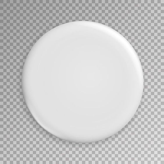 a simple, blank white circle badge or button, slightly raised with a subtle shadow, isolated on a transparent background. this type of image is often used as a mockup for creating custom badges or labels.