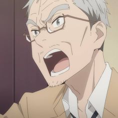 this is a closeup illustration of an older man with gray hair and glasses. his mouth is open, and his expression suggests he is angrily yelling at someone. he appears to be wearing a collared shirt and a tie. the environment suggests he may be in an office setting.