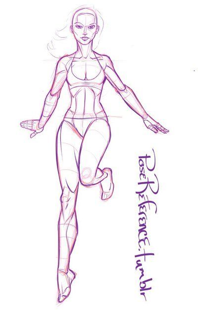 a sketch of a female figure in a dynamic flying pose. the artwork focuses on anatomy and serves as a reference drawing.