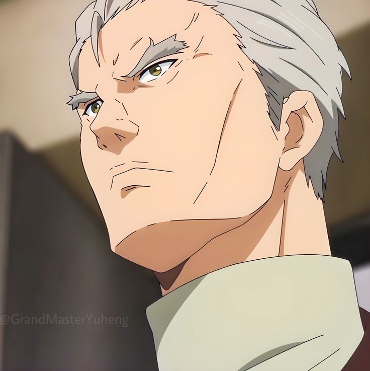 this is a closeup illustration of an older man with short grey hair and a serious expression. he is wearing a white turtleneck. the image is welllit and shows the man's face in profile.