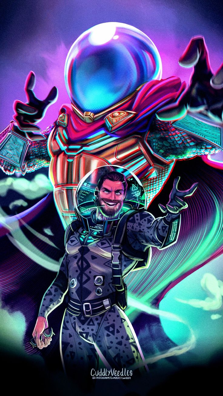 this digital illustration features a dynamic and energetic scene with spiderman and doctor strange in a cosmic battle. the scene is set against a vibrant and mystical backdrop. spiderman, wearing his iconic suit, is poised for action with his webshooters ready. doctor strange, in his powerful mystical garb, summons energy from his hands. the composition is visually striking, showcasing a blend of action, fantasy, and scifi elements.