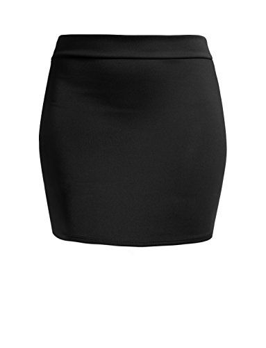 the image shows a black mini skirt on a white background. the skirt has a simple design with a fitted silhouette. it is likely made of a stretchy material.