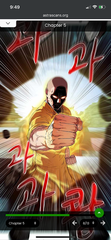 the image is a manga panel featuring a man in a yellow and red outfit, with a fierce expression on his face,  throwing a powerful punch with his right fist. the panel is filled with dynamic lines and vibrant colors, giving it a sense of speed and energy. the character's pose is dynamic, with his body contorted in motion, and the lines around him blur, representing the speed of his attack. the background is a blur of red and yellow, highlighting the character's motion.