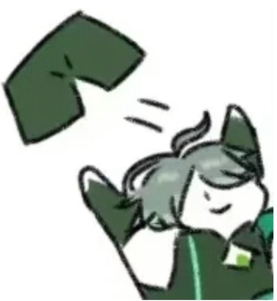 a cartoon image of a person with grey hair and a green outfit with a surprised expression. the person is smiling and is wearing a green hat. the person is shown with an excited expression.
