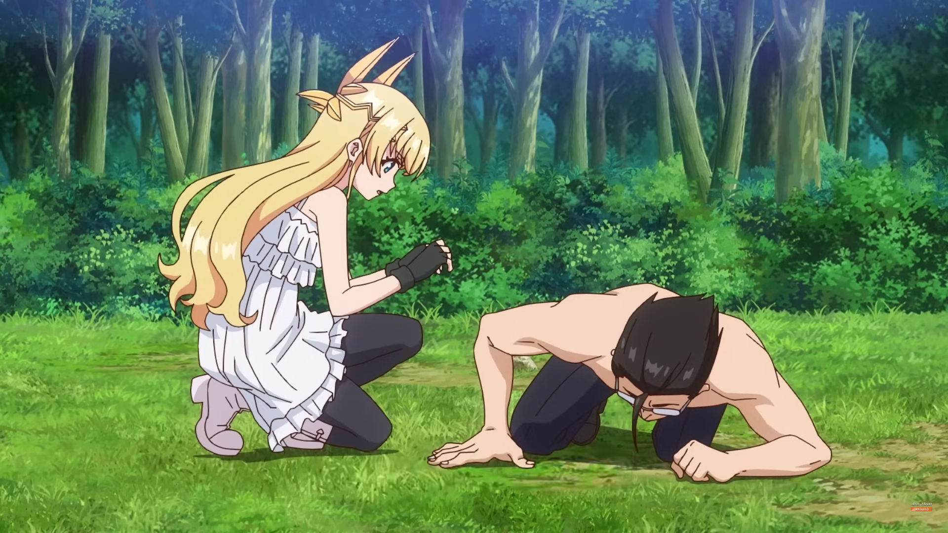 a blonde anime girl with fox