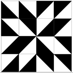 the image is a geometric pattern made of black and white triangles. the triangles are arranged in a symmetrical pattern that creates a sense of movement and optical illusion.
