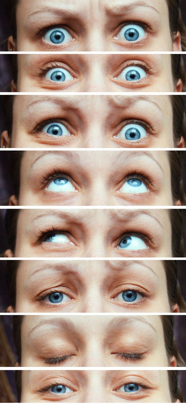 a woman with light brown hair is photographed in close up with her eyes changing expression in a grid of nine frames. her eyes are wide open in the first frame, and then they gradually close as the frames progress. her eyes are wide open in the final frame.