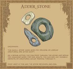 an illustration of two adder stones and text that describes what they do.