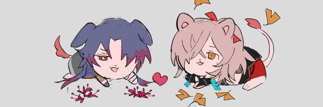 the image features two anime characters drawn in a chibi style. one character is a bluehaired character with red wings in a white shirt and black pants. the other is a pinkhaired character with red and black clothing. they are facing each other with the bluehaired character smiling and the pinkhaired character blushing. there are red flowers in the foreground and yellow leaves in the background. the characters appear to be in love.