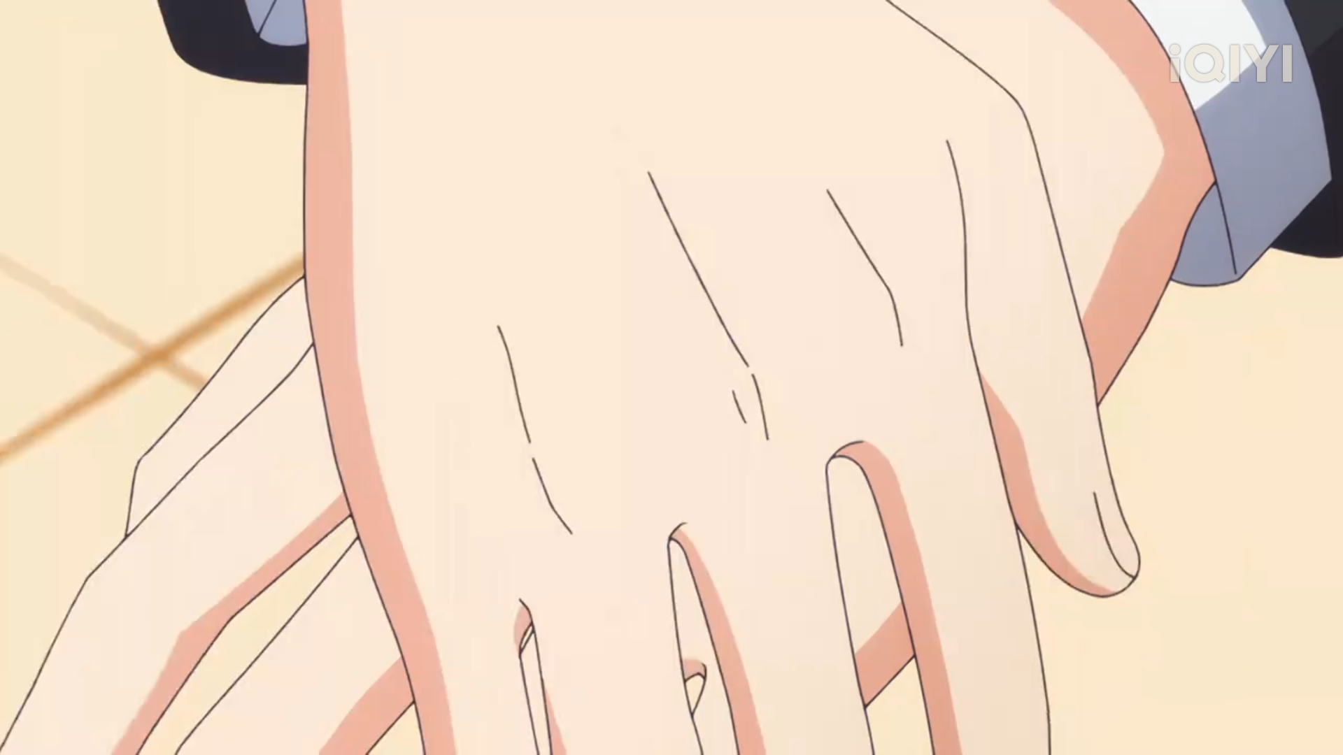 the image shows a closeup of an anime character's hands delicately clasped together. the soft lighting and pale color palette emphasize the smooth, almost fragile appearance of the hands. the focus is on the intricate details of the fingers and the subtle interplay of light and shadow on the skin.
