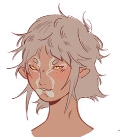a stylized portrait of a young woman with white hair, drawn in a sketchy style, with elements suggesting a fantasy or ethereal theme. the focus is on her face and expression, which is both delicate and strong. she has unique markings on her face, suggesting a nonhuman origin.  the soft lighting emphasizes her features and adds to the overall ethereal atmosphere of the portrait.