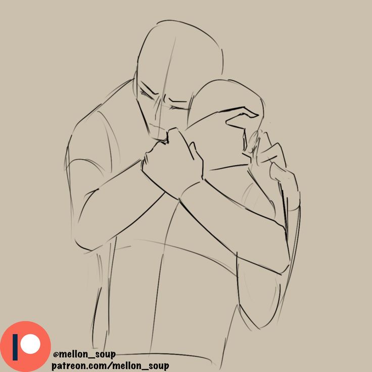 a simple line drawing of two figures in an embrace, with one figure holding the other close. the figures appear to be a man and woman, and the woman is leaning her head against the man's shoulder. the drawing is likely a representation of comfort and love, with the man's protective arms around the woman conveying a sense of security.