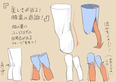 this image is a drawing of a leg anatomy tutorial. it highlights the back of the knee and how to draw it realistically.