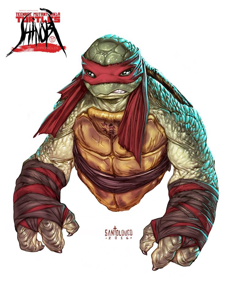 this image is a comic book style illustration of leonardo from teenage mutant ninja turtles.  he is drawn with a red bandana and is showing his claws.  he appears to be standing with his arms outstretched.