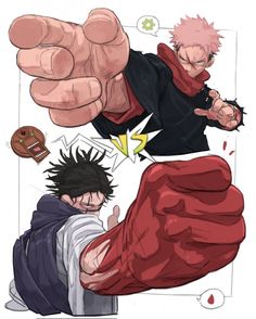 the image features a dynamic action scene from a manga or anime. two characters, one clad in black and the other in white, are engaged in a fierce confrontation. the character in black has a determined look on their face and is striking a powerful punch, while the character in white is bracing themselves for the impact. the scene is filled with energy and movement, with fists clashing and sparks flying. the bold lines and vibrant colors create a dramatic and exciting visual.
