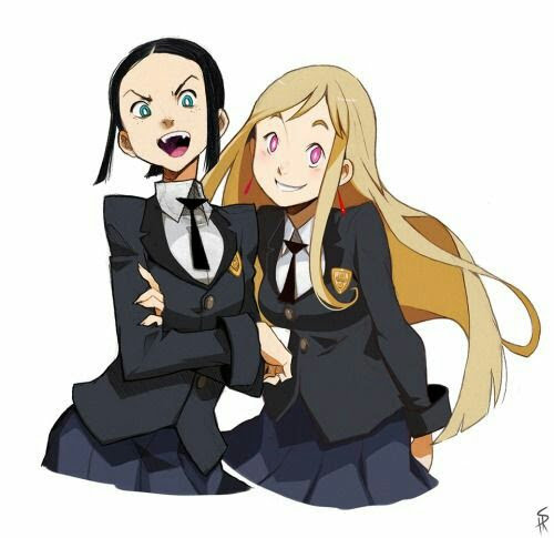 the image showcases two animestyle girls, likely best friends, exuding confidence and camaraderie. they sport matching school uniforms, a testament to their shared experiences. their cheerful expressions and the warm, soft lighting contribute to the overall positive vibe of the illustration.  the white background ensures the focus remains solely on the girls and their bond.