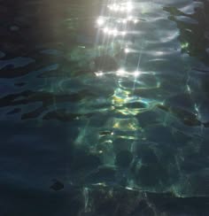 a photo of the surface of a pool. the water is a deep blue, and there are ripples and reflections of sunlight on the surface. the water is clear, and you can see the bottom of the pool.