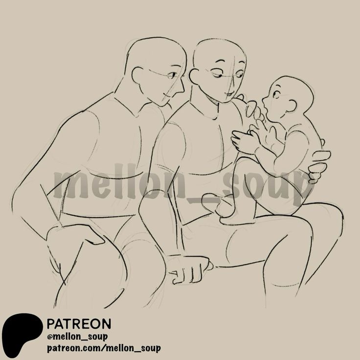 a simple sketch outline of a family of three. two parents are holding a baby in their arms, the baby is looking at the viewer while the parents are looking at the baby. they all have simple lines and outlines to allow for easy design and customization.